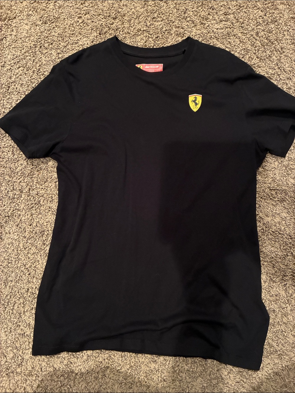 Ferrari Black T-Shirt with Yellow Shield Logo